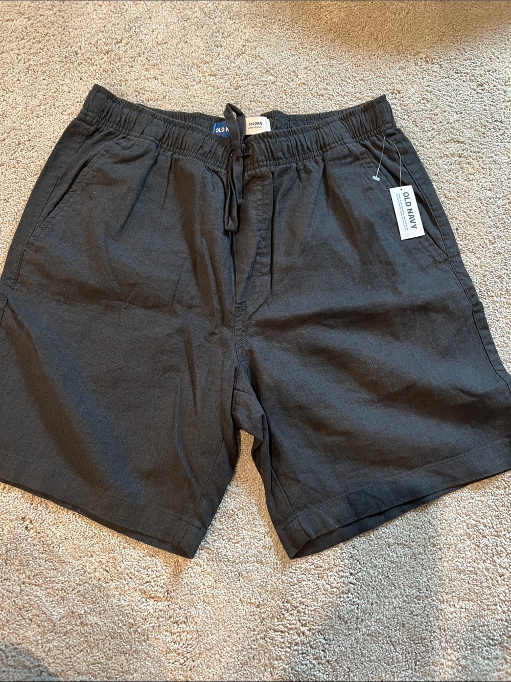 Old Navy Black Drawstring Linen-Blend Casual Shorts